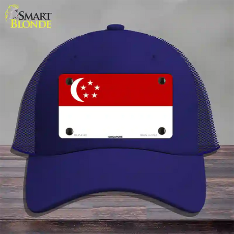 Singapore Flag Novelty License Plate Hat Mesh / Royal Blue