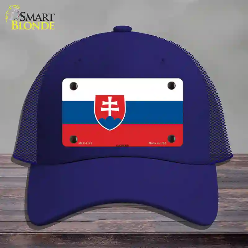 Slovakia Flag Novelty License Plate Hat Mesh / Royal Blue