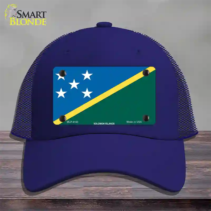 Solomon Islands Flag Novelty License Plate Hat Mesh / Royal Blue