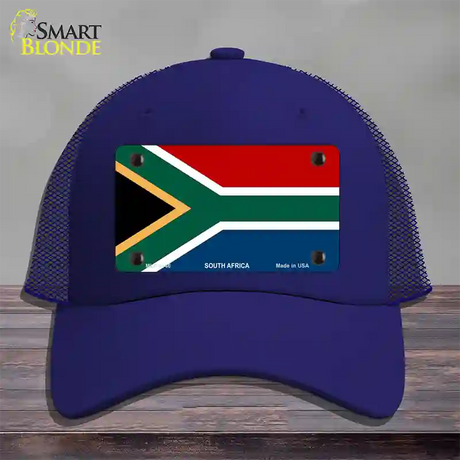 South Africa Flag Novelty License Plate Hat Mesh / Royal Blue