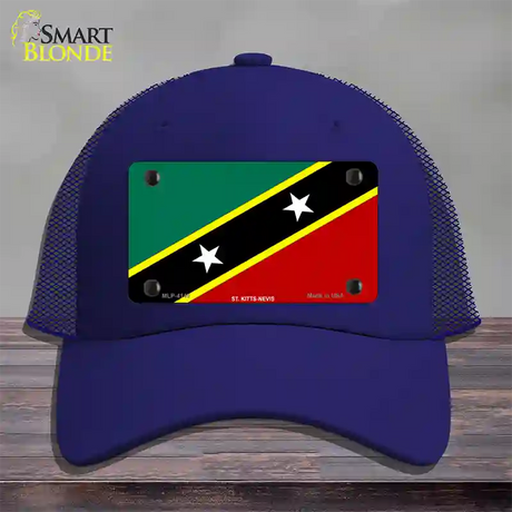 St Kitts-Nevis Flag Novelty License Plate Hat Mesh / Royal Blue