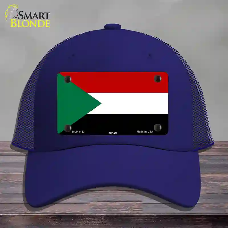 Sudan Flag Novelty License Plate Hat Mesh / Royal Blue