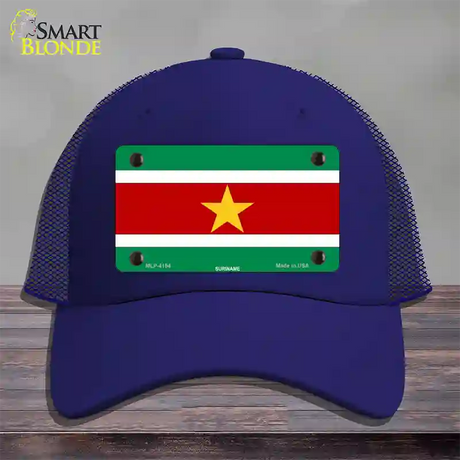 Suriname Flag Novelty License Plate Hat Mesh / Royal Blue