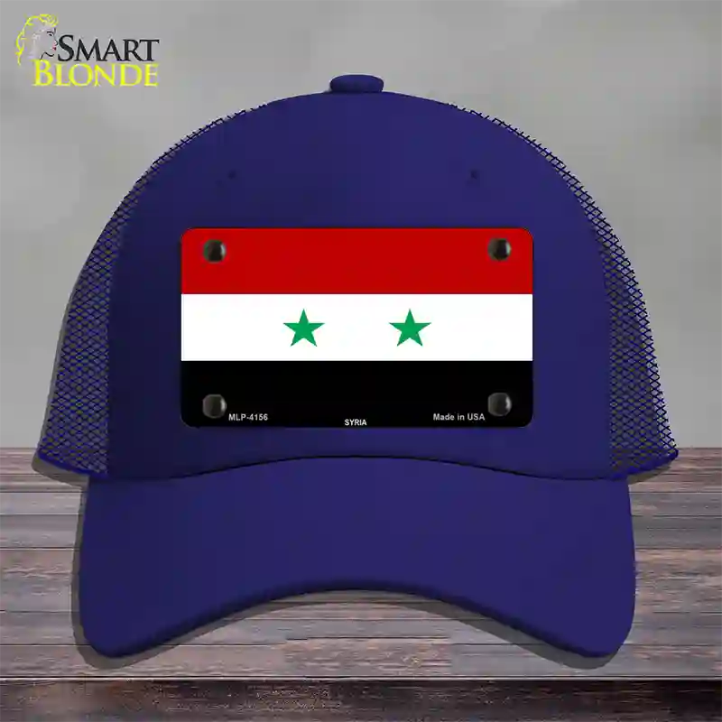 Syria Flag Novelty License Plate Hat Mesh / Royal Blue