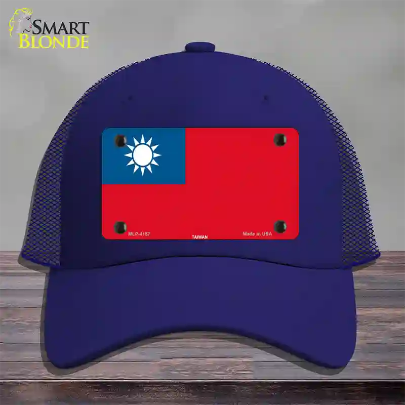 Taiwan Flag Novelty License Plate Hat Mesh / Royal Blue