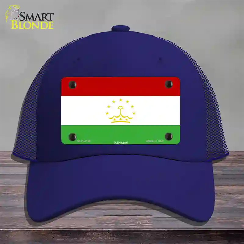 Tajikistan Flag Novelty License Plate Hat Mesh / Royal Blue