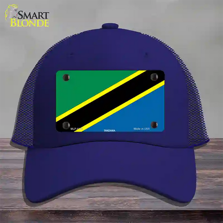 Tanzania Flag Novelty License Plate Hat Mesh / Royal Blue