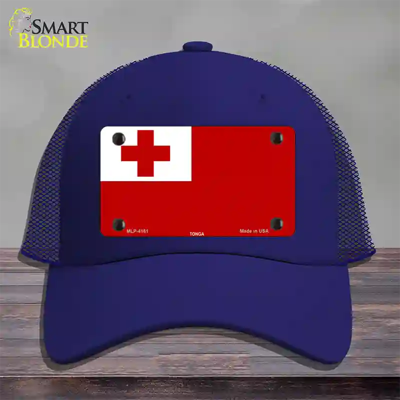 Tonga Flag Novelty License Plate Hat Mesh / Royal Blue