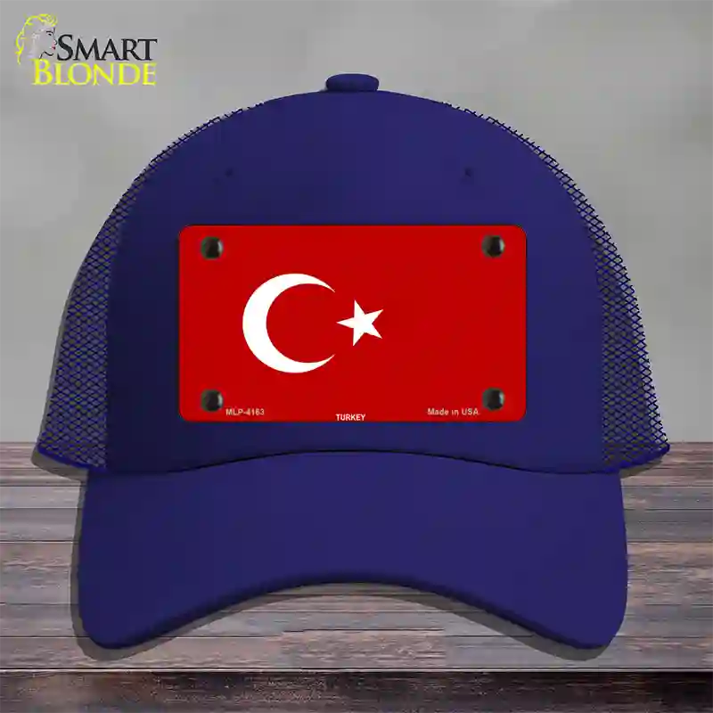 Turkey Flag Novelty License Plate Hat Mesh / Royal Blue