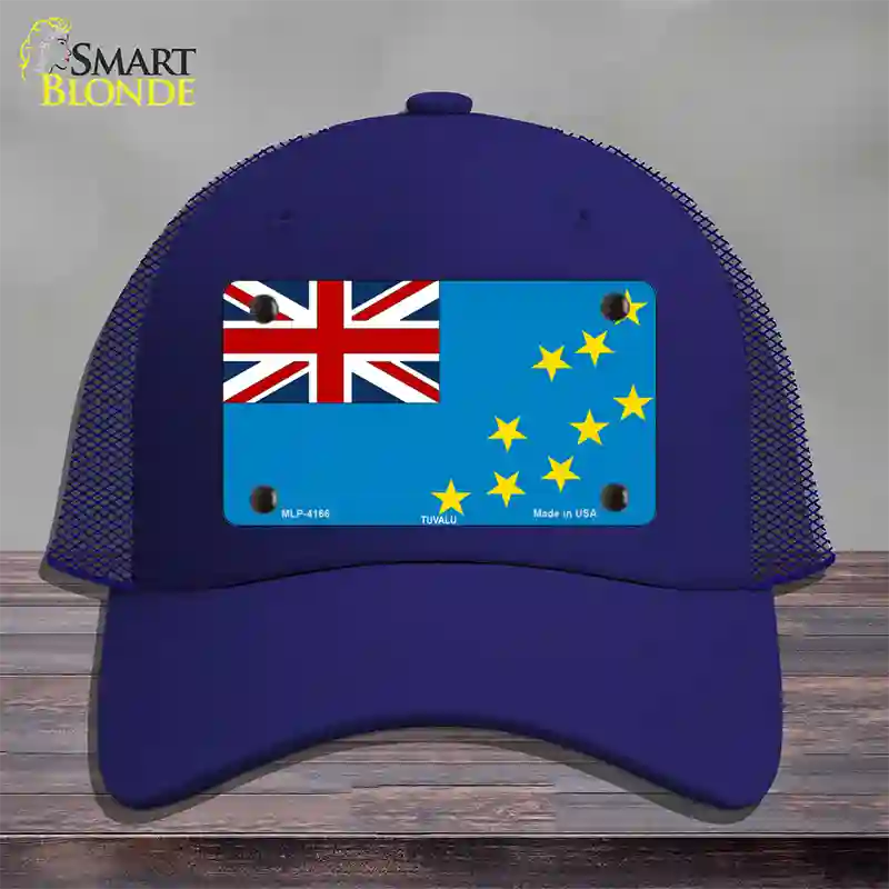 Tuvalu Flag Novelty License Plate Hat Mesh / Royal Blue