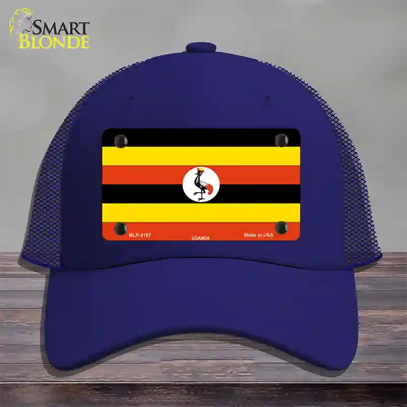 Uganda Flag Novelty License Plate Hat Mesh / Royal Blue