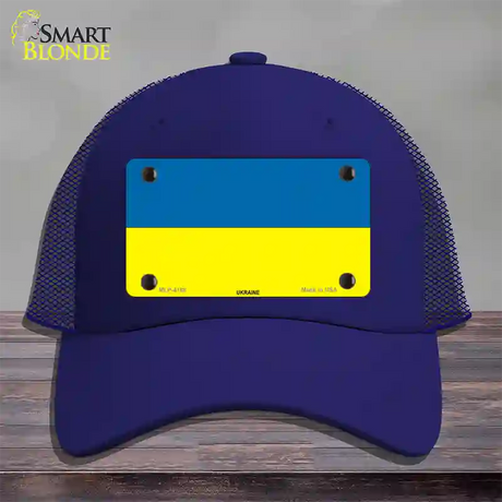 Ukraine Flag Novelty License Plate Hat Mesh / Royal Blue