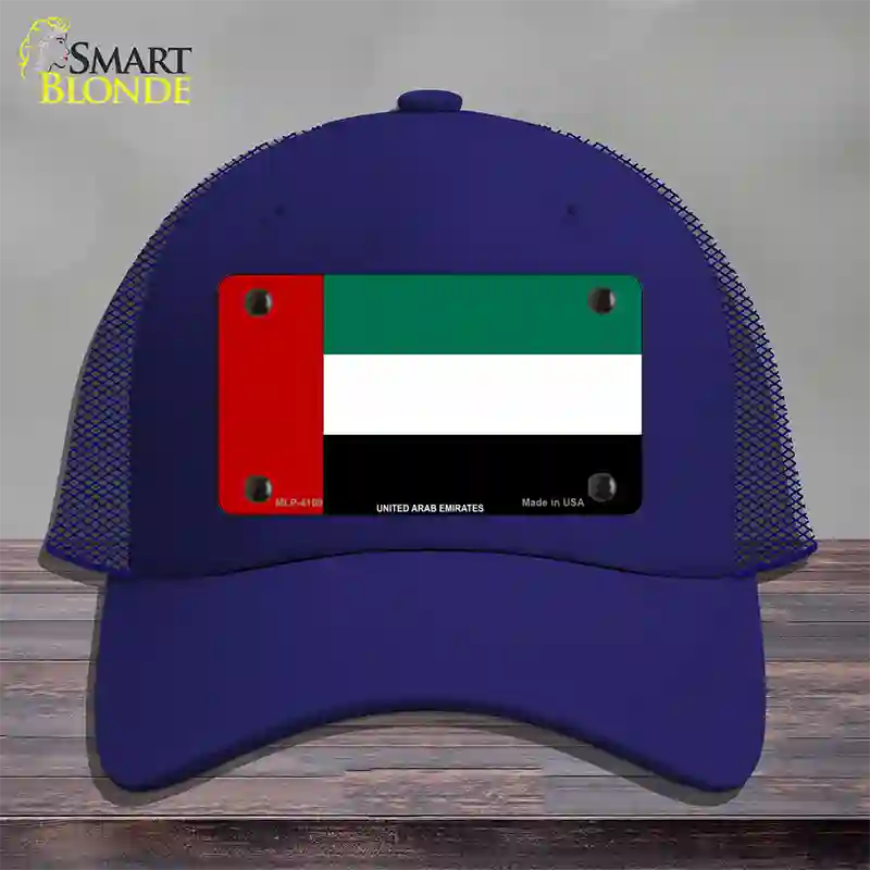 United Arab Emirates Flag Novelty License Plate Hat Mesh / Royal Blue