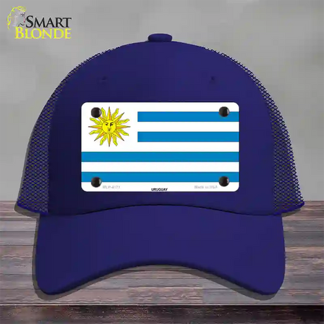 Uruguay Flag Novelty License Plate Hat Mesh / Royal Blue