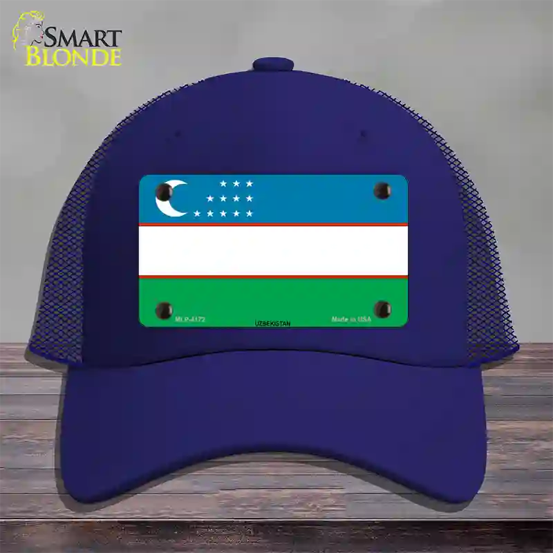 Uzbe Kistan Flag Novelty License Plate Hat Mesh / Royal Blue