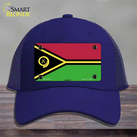 Vanuatu Flag Novelty License Plate Hat Mesh / Royal Blue