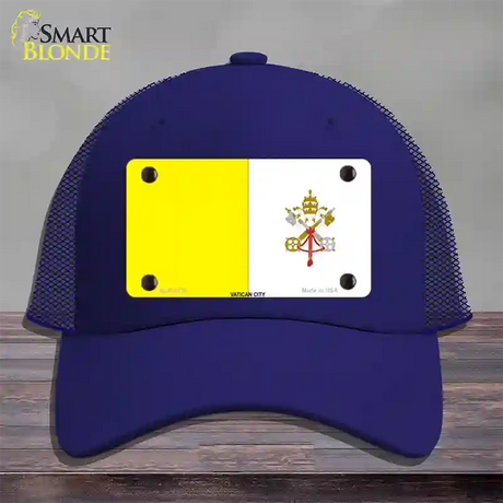 Vatican City Flag Novelty License Plate Hat Mesh / Royal Blue