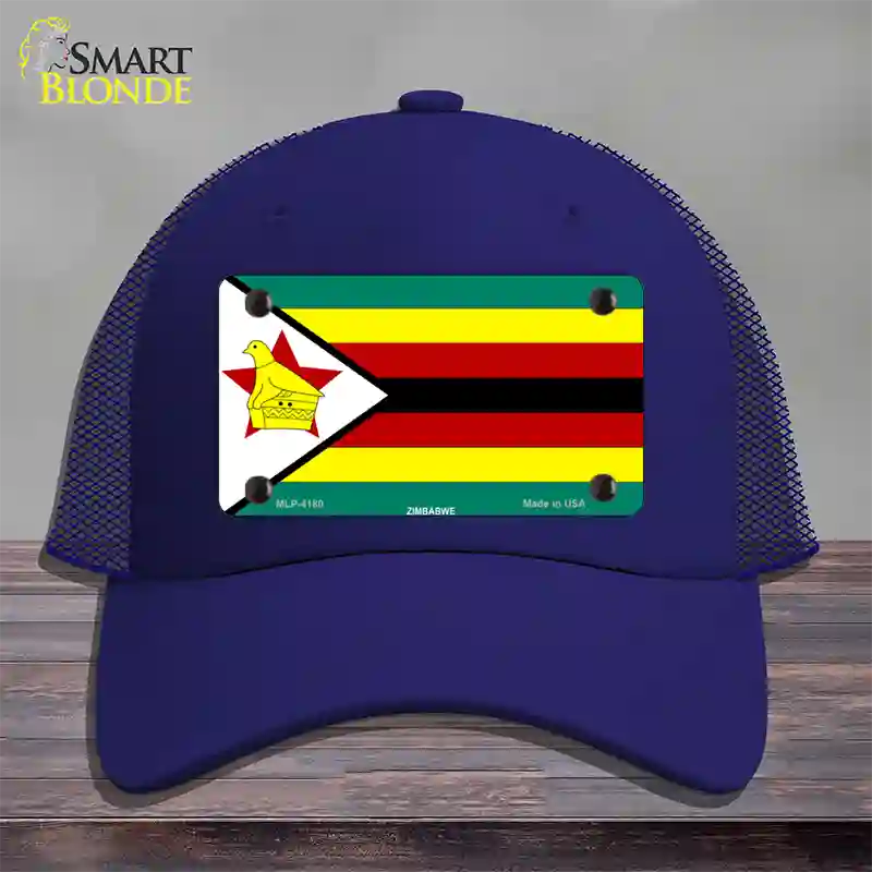 Zimbabwe Flag Novelty License Plate Hat Mesh / Royal Blue