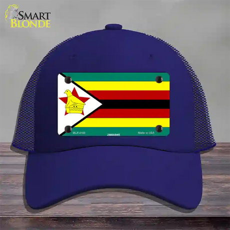 Zimbabwe Flag Novelty License Plate Hat Mesh / Royal Blue