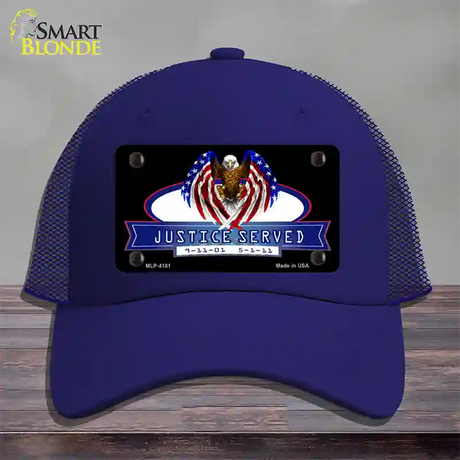 America Justice Served Novelty License Plate Hat Mesh / Royal Blue