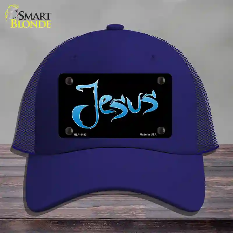 Jesus Novelty License Plate Hat Mesh / Royal Blue