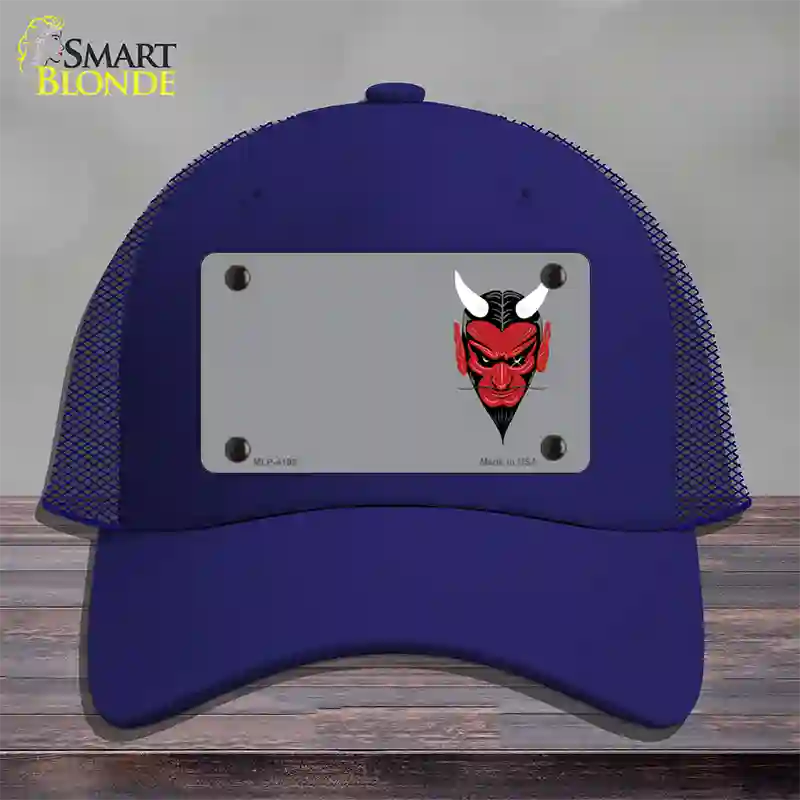 Devil Offset Novelty License Plate Hat Mesh / Royal Blue