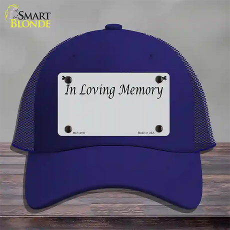 In Loving Memory Gray Novelty License Plate Hat Mesh / Royal Blue