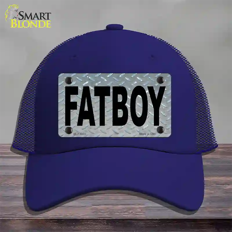 Fat Boy Diamond Novelty License Plate Hat Mesh / Royal Blue