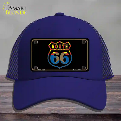 Route 66 Logo Arizona Flag Novelty License Plate Hat Mesh / Royal Blue