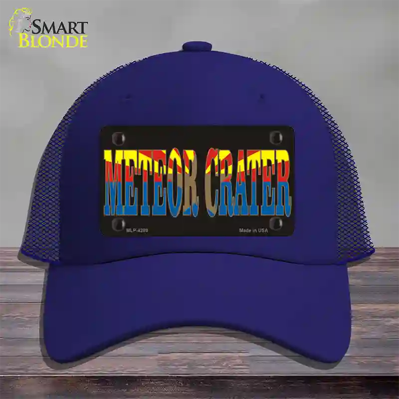 Meteor Crater Arizona Flag Novelty License Plate Hat Mesh / Royal Blue