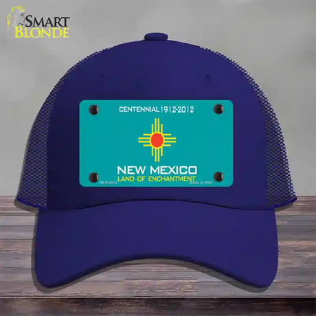 New Mexico Teal State Blank Novelty License Plate Hat Mesh / Royal Blue