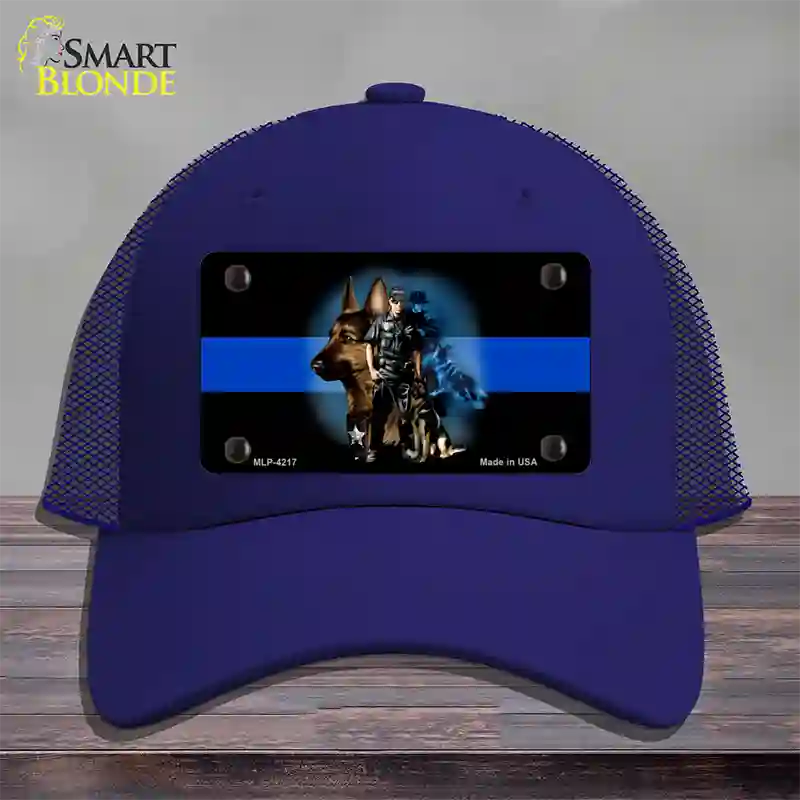 Thin Blue Line Police K-9 Novelty License Plate Hat Mesh / Royal Blue