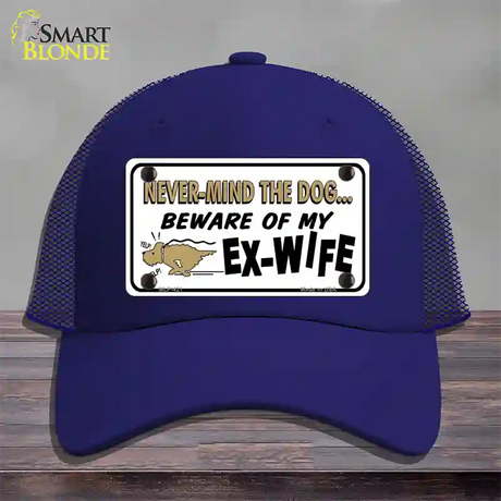 Beware Of My Ex-Wife Novelty License Plate Hat Mesh / Royal Blue