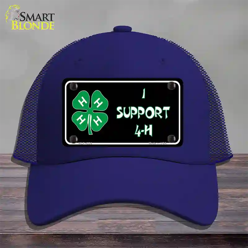 I Support 4-H Novelty License Plate Hat Mesh / Royal Blue