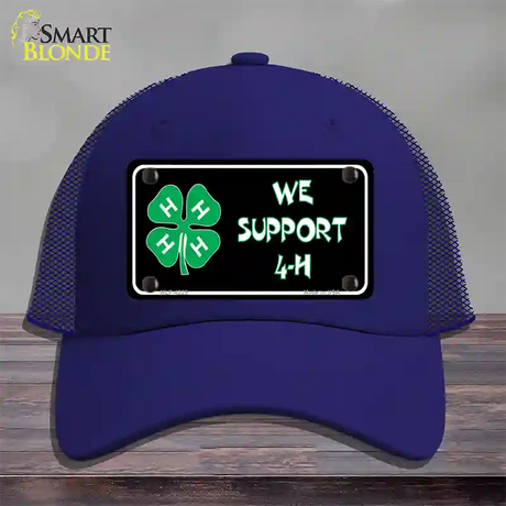 We Support 4-H Novelty License Plate Hat Mesh / Royal Blue