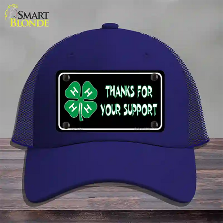 Thanks For Your Support 4-H Novelty License Plate Hat Mesh / Royal Blue