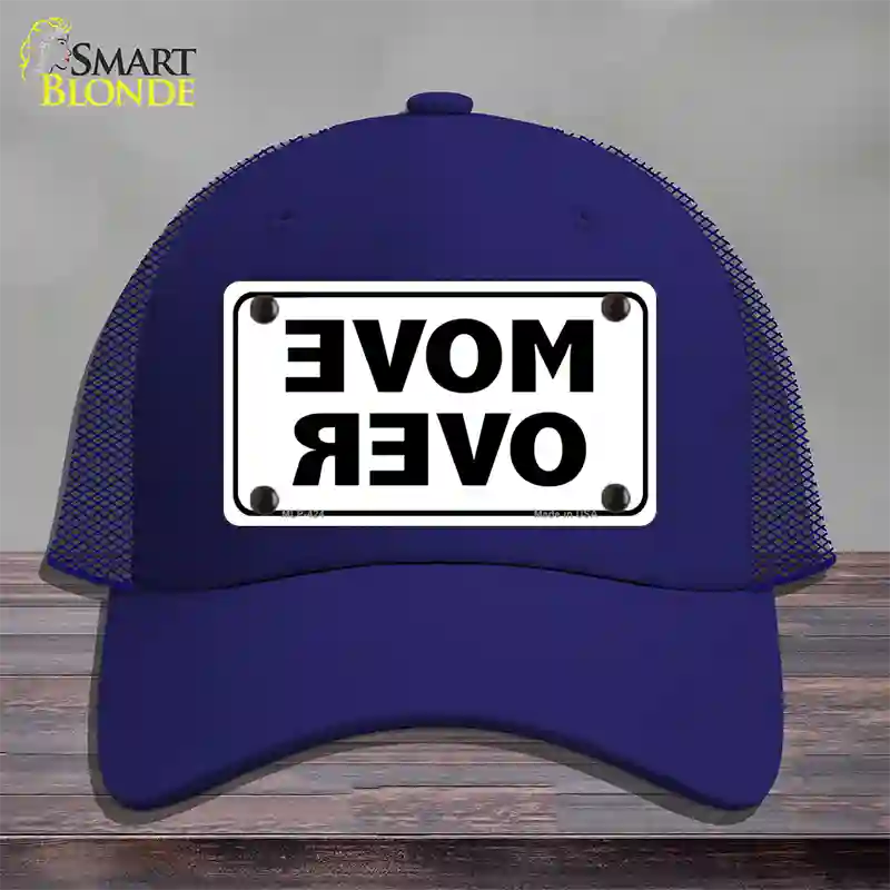 Move Over White Novelty License Plate Hat Mesh / Royal Blue