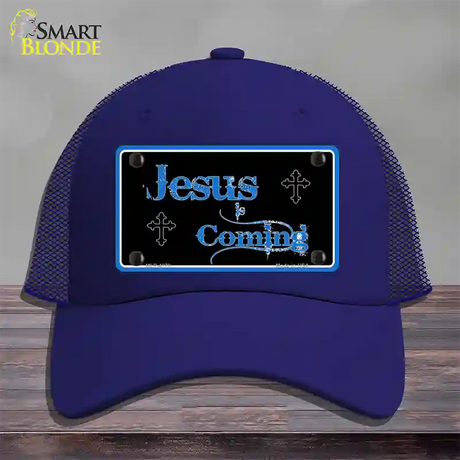 Jesus Is Coming Novelty License Plate Hat Mesh / Royal Blue