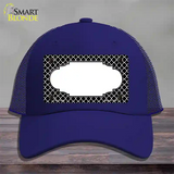 Black White Quatrefoil Center Scallop Novelty License Plate Hat Mesh / Royal Blue