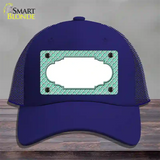 Mint White Quatrefoil Center Scallop Novelty License Plate Hat Mesh / Royal Blue