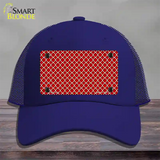 Red White Quatrefoil Novelty License Plate Hat Mesh / Royal Blue