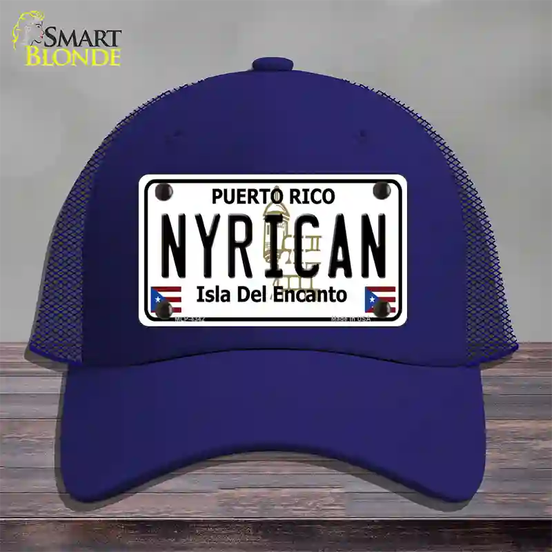 Nyrican Puerto Rico Novelty License Plate Hat Mesh / Royal Blue