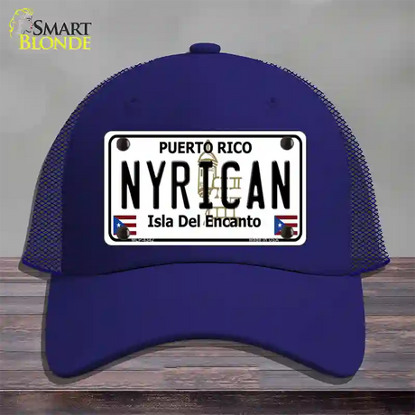 Nyrican Puerto Rico Novelty License Plate Hat Mesh / Royal Blue