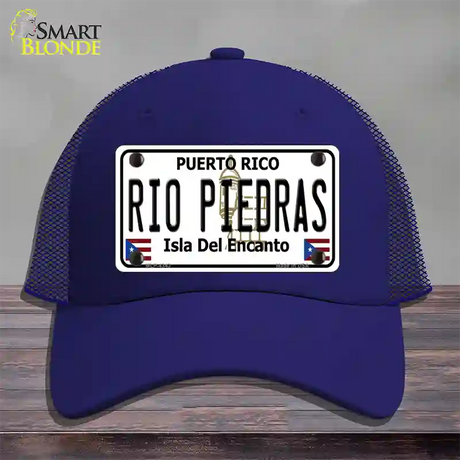 Rio Piedra Puerto Rico Novelty License Plate Hat Mesh / Royal Blue