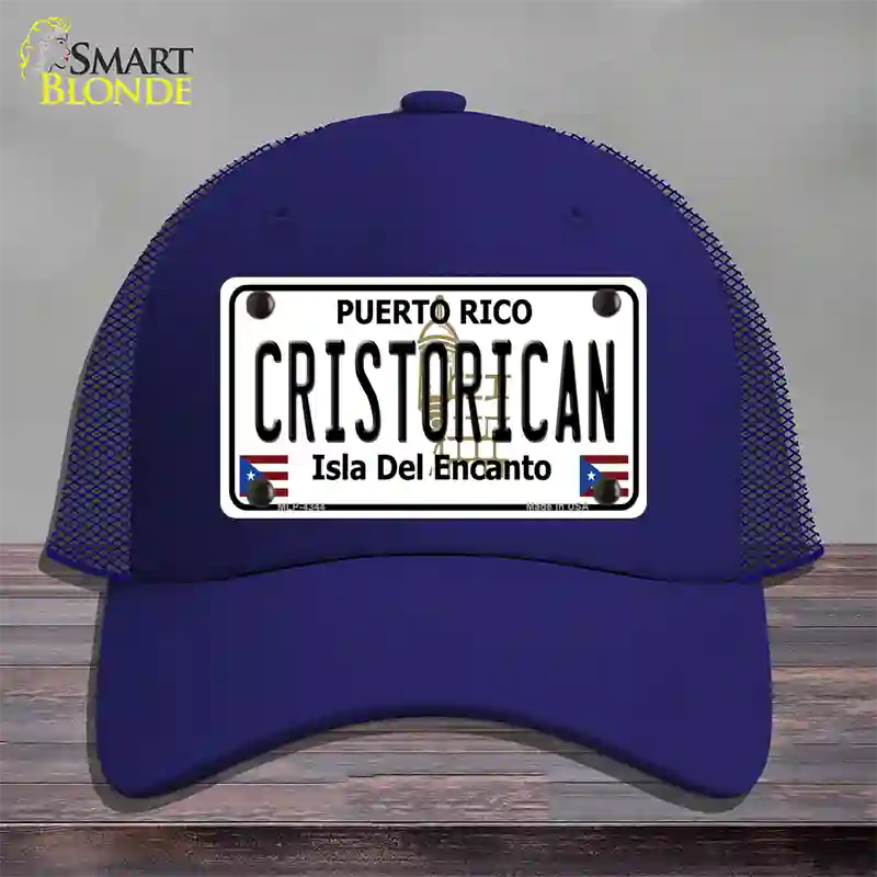 Cristorican Puerto Rico Novelty License Plate Hat Mesh / Royal Blue