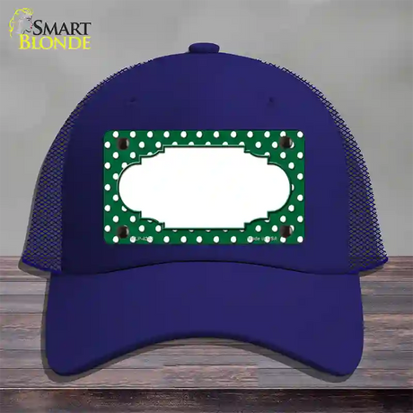 Scallop Green White Polka Dot Novelty License Plate Hat Mesh / Royal Blue