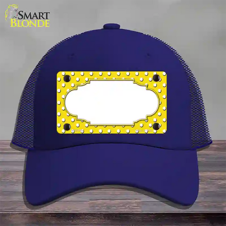 Scallop Yellow White Polka Dot Novelty License Plate Hat Mesh / Royal Blue