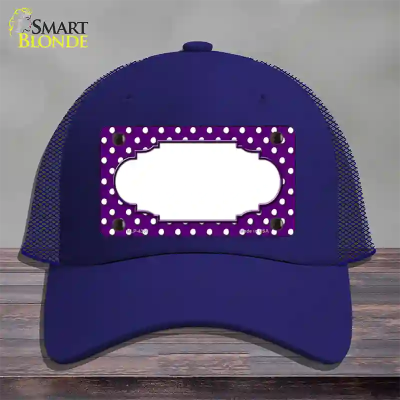 Scallop Purple White Polka Dot Novelty License Plate Hat Mesh / Royal Blue