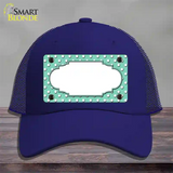 Scallop Mint White Polka Dot Novelty License Plate Hat Mesh / Royal Blue