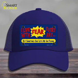 I Live With Fear Novelty License Plate Hat Mesh / Royal Blue